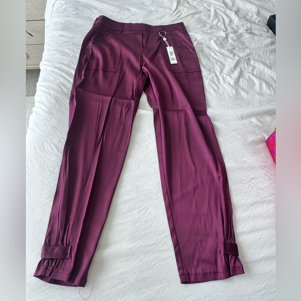 Trina Turk Burgundy Straight Leg Pants